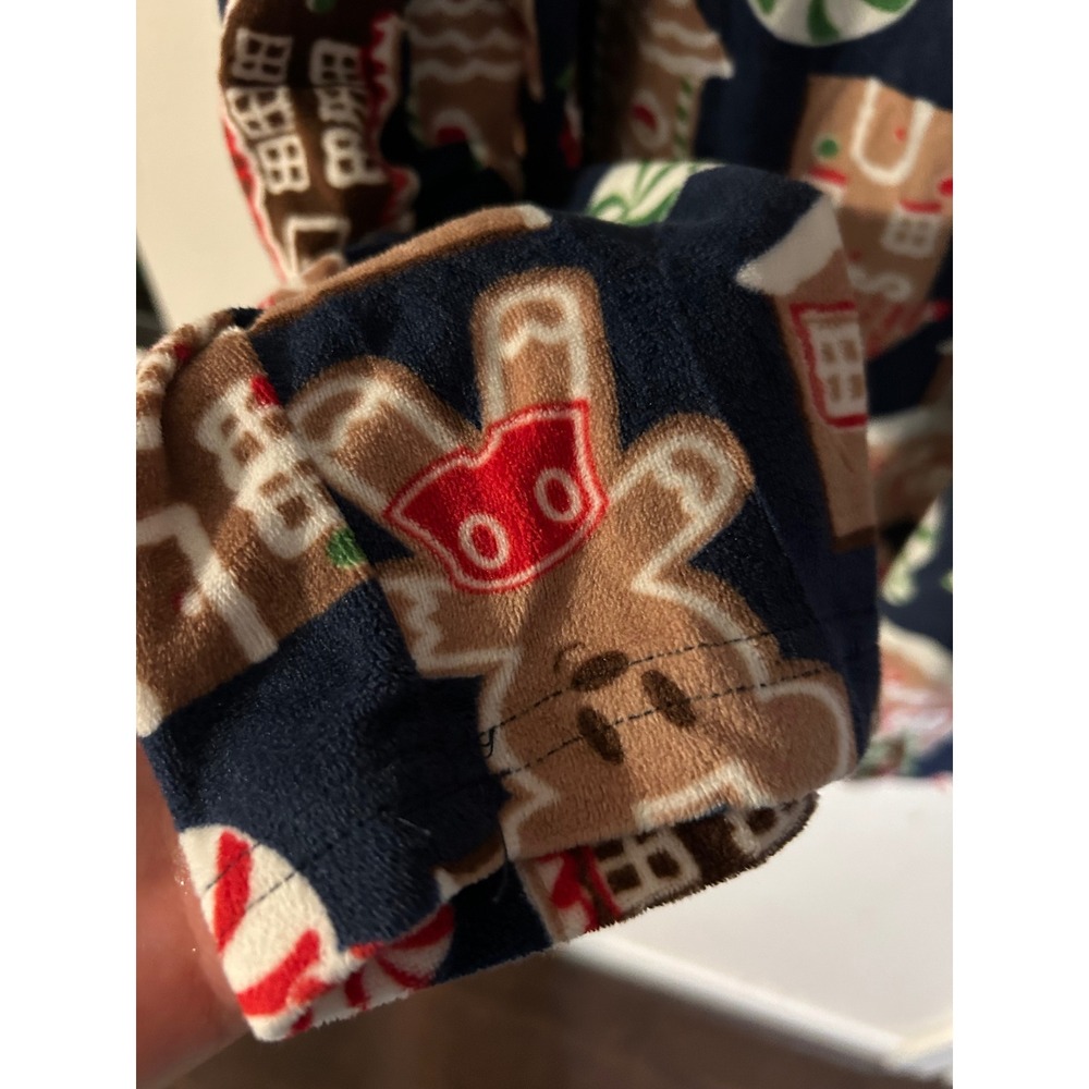 Disney Mickey Minnie Gingerbread Holiday Pajama Top Navy Plush Fleece XL 16-18 - Picture 3 of 9